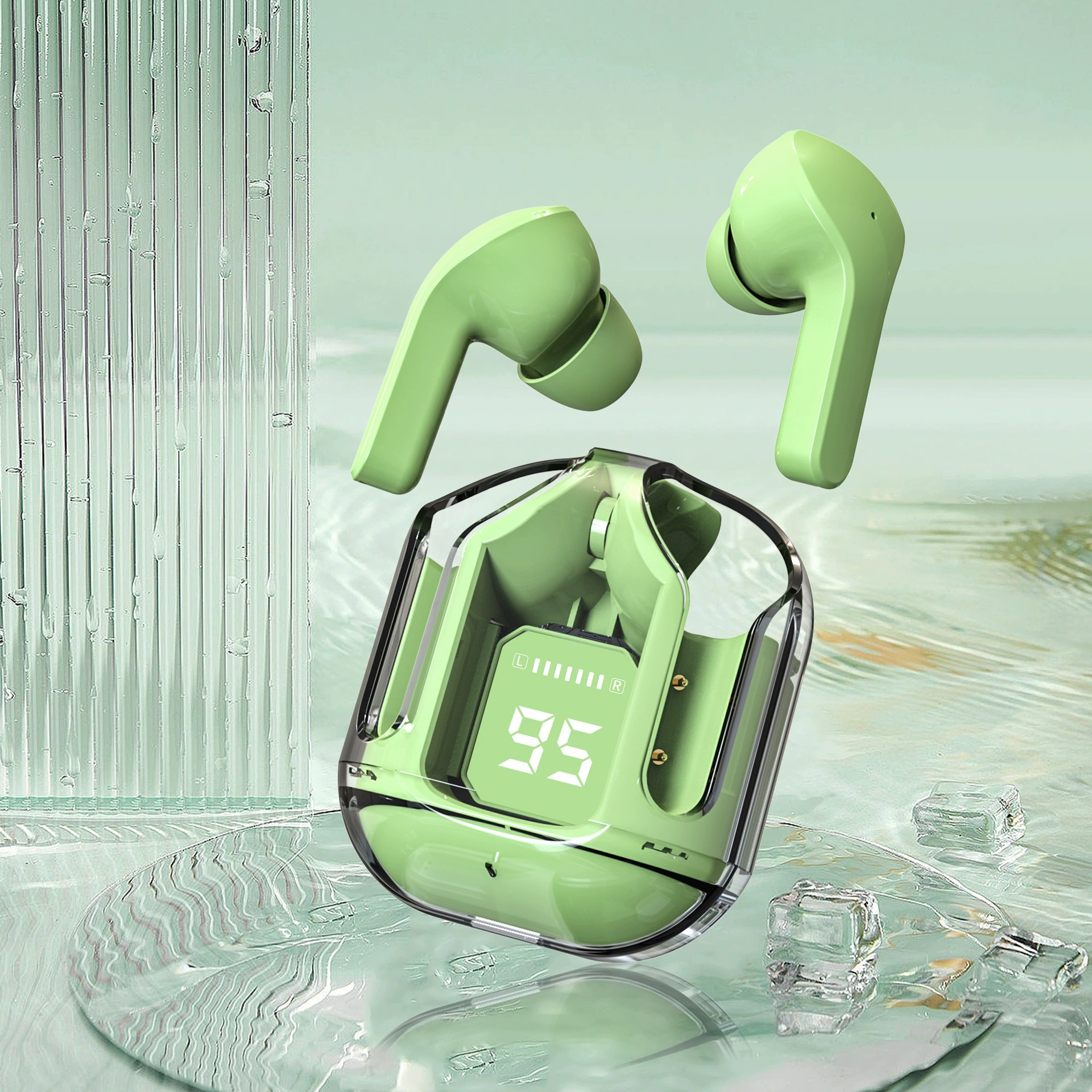 TWS‑наушники (AIR31) Bluetooth 5.3, прозрачный зарядный кейс, спортивные/игровые стерео
