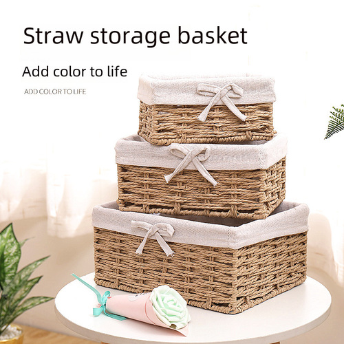 Desk storage box woven storage box for books toys basket fabric snack storage box home office desk storage box