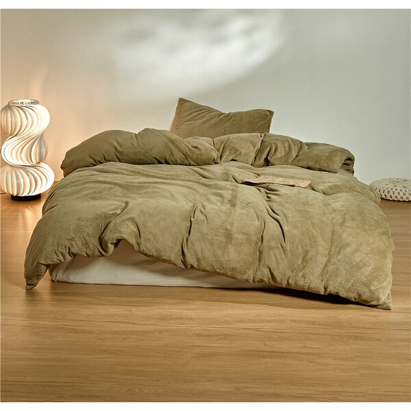 Solid color winter double-sided coral flannel duvet cover