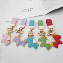 马上有钱钥匙扣挂饰创意个性皮革挂件精致男女情侣包包汽车钥匙链