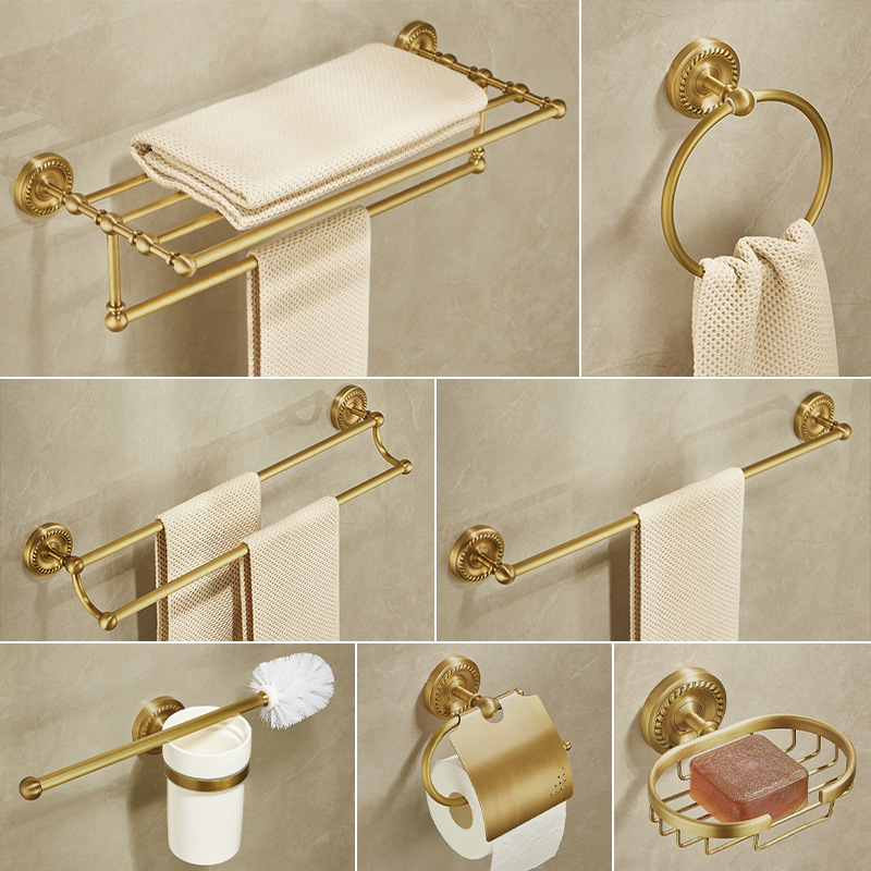 All Copper Towel Rack Antique Towel Rack Toilet Bathroom Storage Rack Toilet Bathroom Hardware Pendant suit