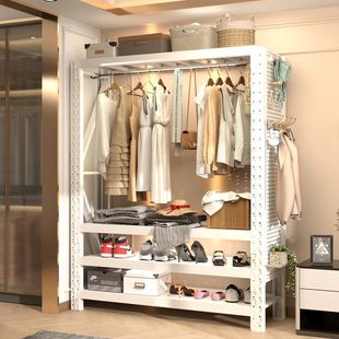 Steel Shelves Wardrobe Dormitory Rental Home Open Clothes Rack Wardrobe Bedroom Simple Storage Rack Wholesale