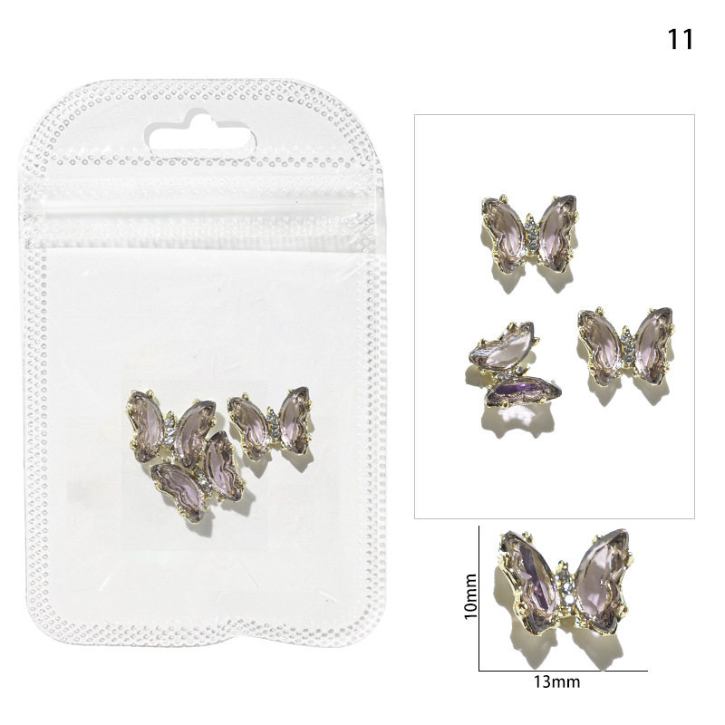 Accesorios de mariposa de uñas aurora uñas joyas de metal accesorios de uñas joyas de diamantes de imitación de uñas joyas pequeñas
