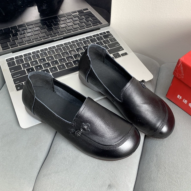 Обувь Lefu начинается весной новый 2025 женский повседневный дикий удобный рукав модная кожаная обувь 5118