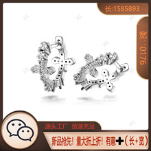 十字梵影 小众中性风微镶锆石十字架直针耳圈耳扣亨森穿刺耳饰