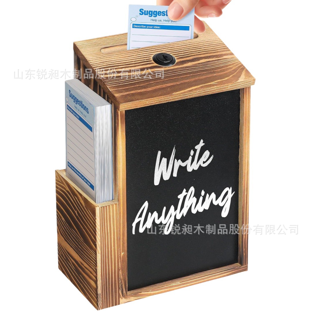 In-Stock Wooden Wall-Mounted Lockable Mailbox Storage Box with Blackboard, Compatible with Pegboard Storage, Outdoor Dustproof Box