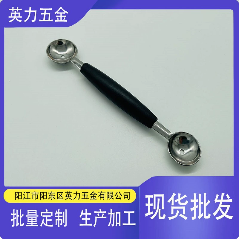 В наличии инструменты для выпечки Нержавеющая сталь черная ручка двуглавая ложка для фруктов фруктовый шар копательное устройство арбузная ложка Мороженое ложка для мороженого