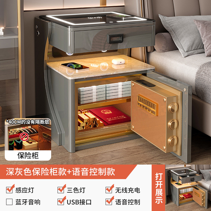 Una caja fuerte inteligente de cabecera de cama en 2024 nuevo moderno y simple dormitorio antirrobo armario de almacenamiento doméstico de tabla de roca