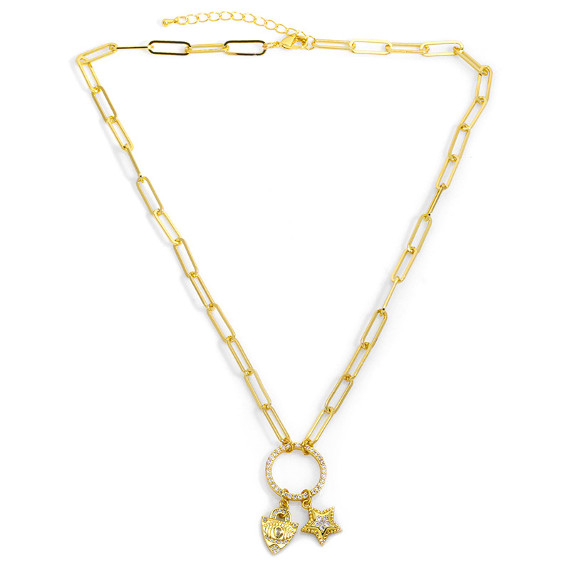 fashion heart eye snake combination pendant necklace