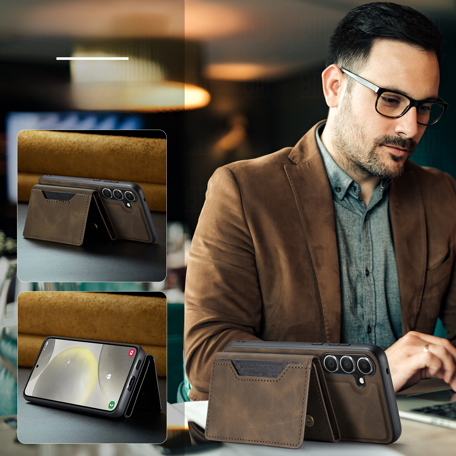 M2 για τριπλό μαγνητικό προστατευτικό κάλυμμα θήκης κάρτας Samsung S24, θήκη τηλεφώνου δύο σε ένα με διαιρούμενο πορτοφόλι για S24 Plus_voghion.com