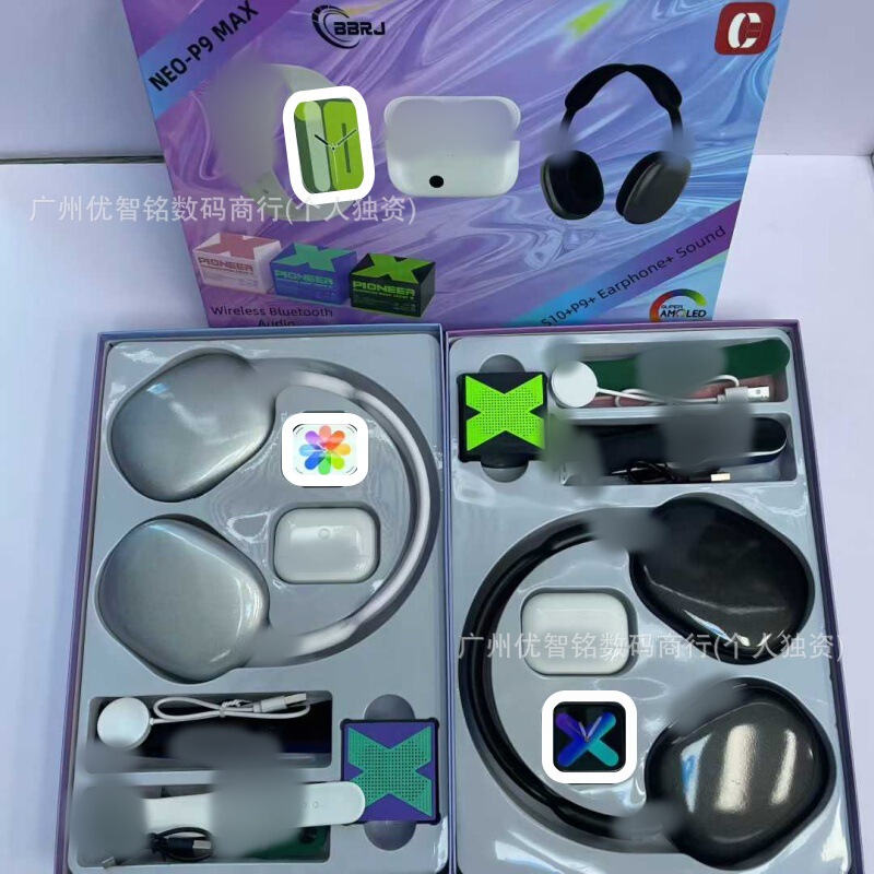 Neo-P9 Max/Ultra Smart Watch Fifth Generation Earphones P9 Earphones X1 Speaker Multi-Watch Strap Set Multi-Function