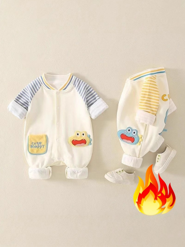 赤ちゃんの連体服秋冬とベルベットの赤ちゃんの保温長袖の上着の乳幼児の外で服を着て春と秋に服を着る|undefined