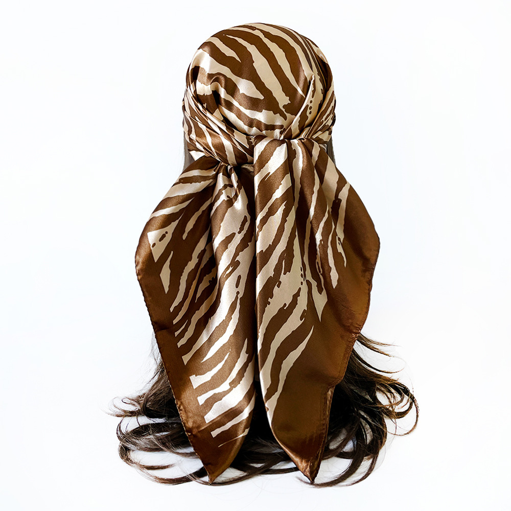 Lenço quadrado de seda estampado zebra echarpe feminina_voghion.com