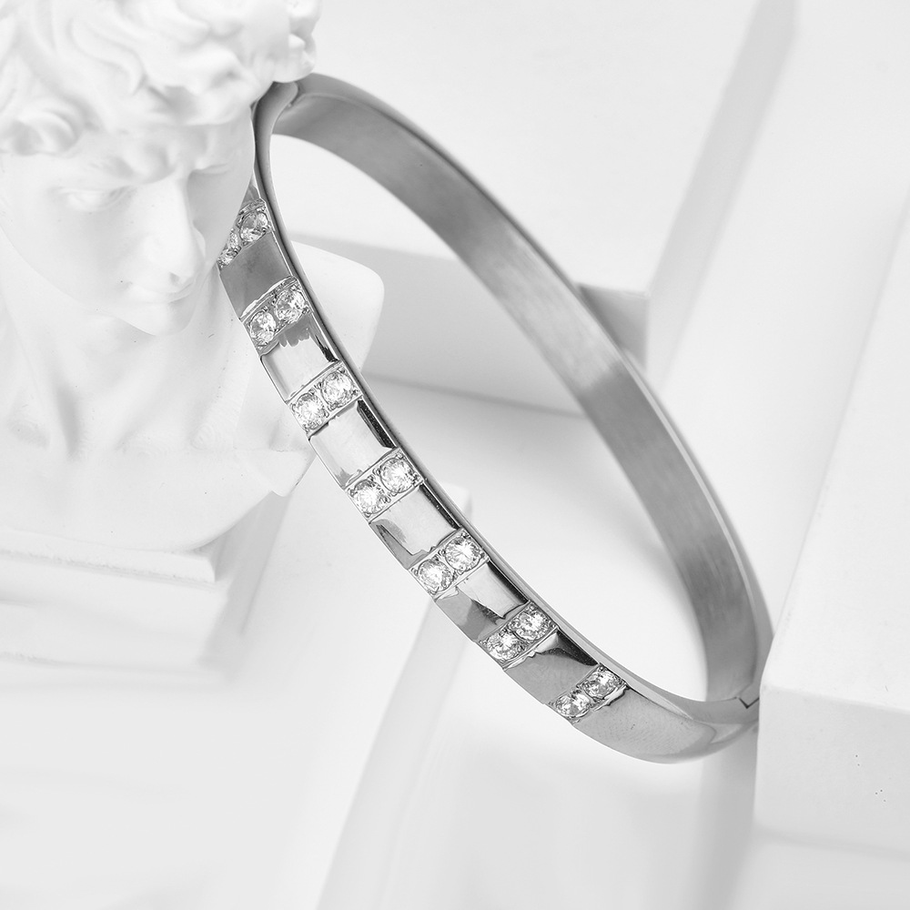 Bracciale in acciaio al titanio con zircone per uomo e donna_voghion.com