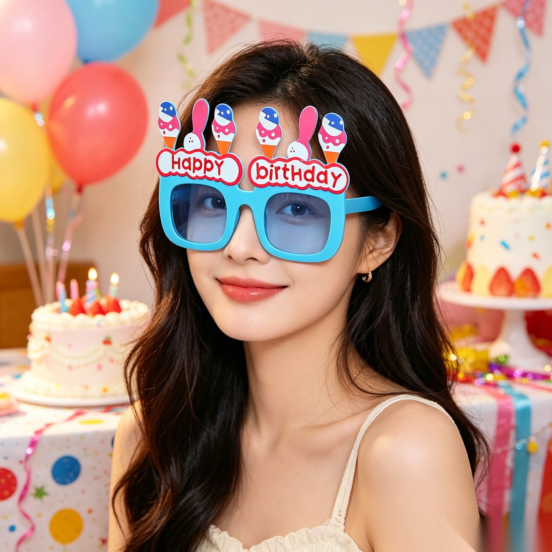 Cumpleaños temático fiesta gafas extrañas feliz cumpleaños pastel vela gafas de diseño de cumpleaños accesorios de fotos