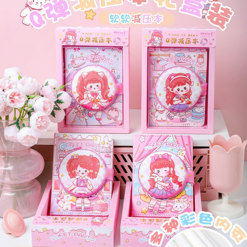 귀여운 감압 노트 선물 상자 학생 감압 노트 문구 선물 핀치 음악 노트 도매