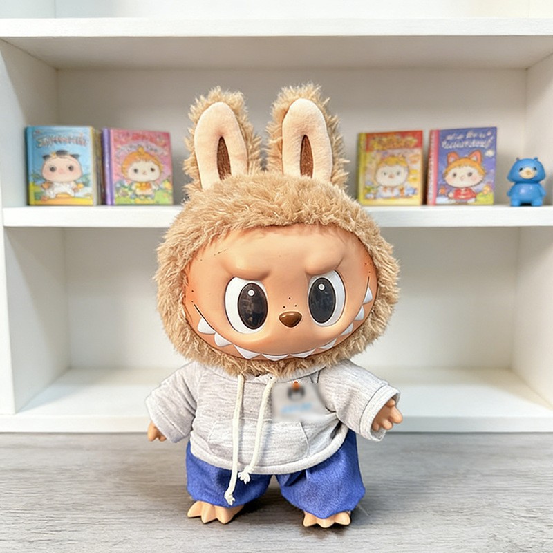 Ropa de muñeca de peluche de vinilo Labubu de 38cm para ropa de muñeca La Bu Time to Chill