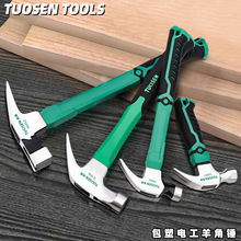 拓森五金工具临沂锤头多功能铁锤带磁吸钉锤子包塑纤维柄羊角锤