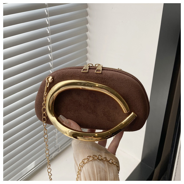 2025 nuevo bolso de moda de mujer caja redonda mano agarrada mini bolsa de metal retro cadena de hombro bolso de hombro