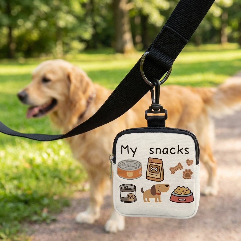 Cross-border best-selling portable cartoon print zipper bag, pet training and outing supplies, pet snack bag in stock