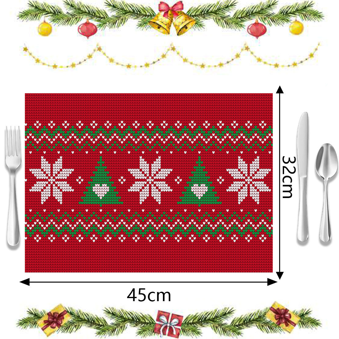 Weihnachts-Tischsets, Untersetzer, Weihnachtsdekoration, Tischsets, Hotel, Restaurant, Familie können für Tischsets verwendet werden_voghion.com