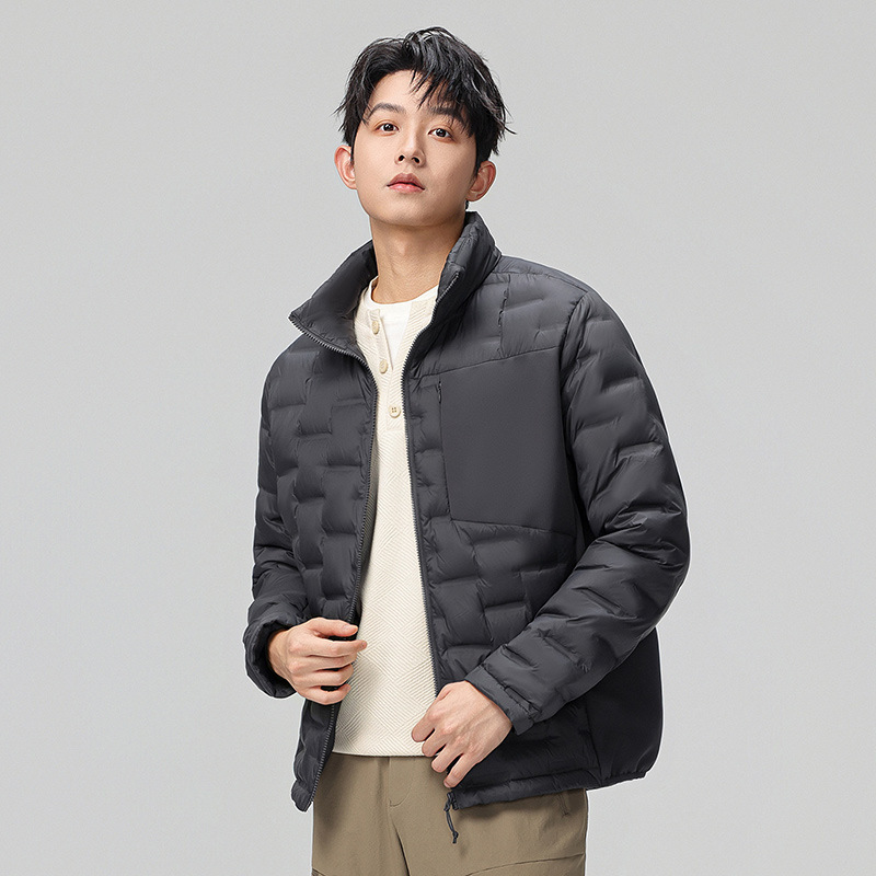 潮牌同款羽绒服男2025秋冬季新款韩版立领保暖压胶拼接休闲外套男|undefined