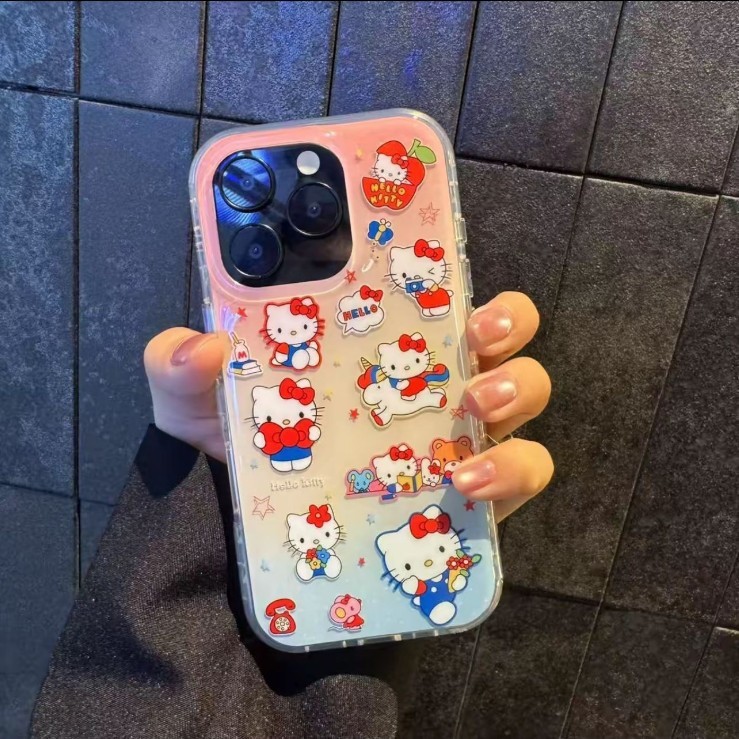 爆款圆边双层多巴胺kt猫适用iphone16promax苹果15可爱13手机壳14|undefined