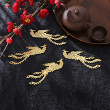 铁质金色DIY饰品配件凤凰花片新娘凤冠团扇配饰新中式蛋糕材料