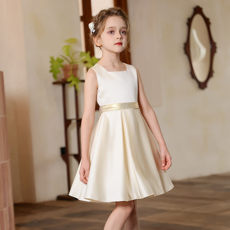 Vestido para niños nuevo vestido de princesa de estilo occidental vestido sin mangas presentador de piano espectáculo de pasarela vestido de cumpleaños