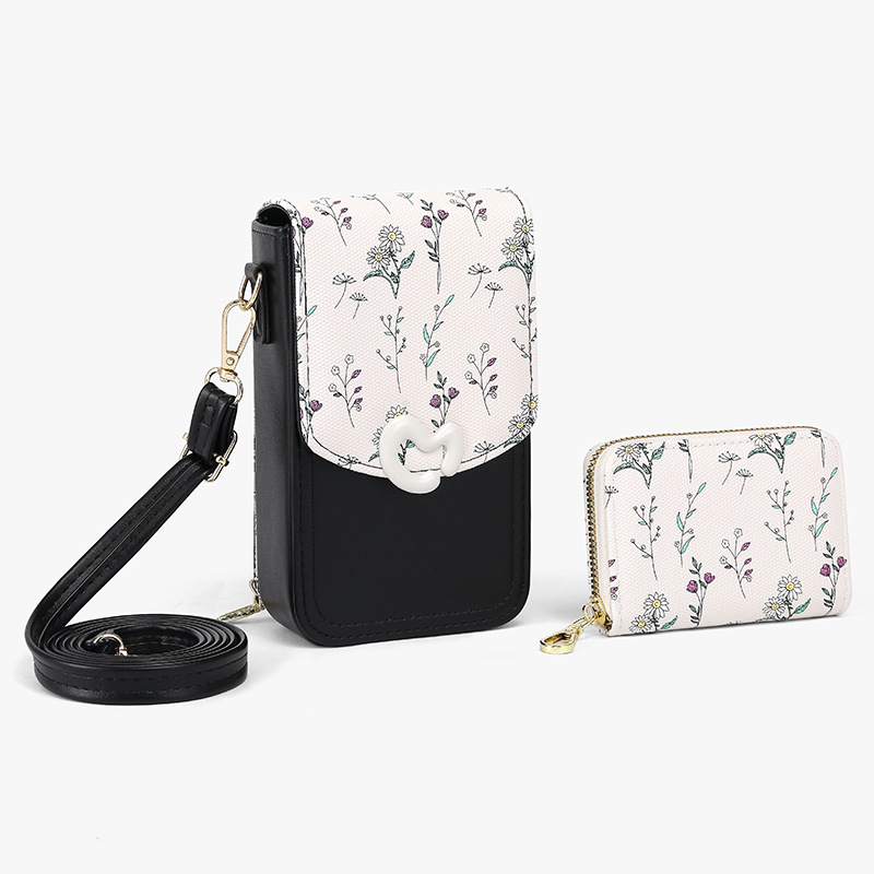 Monedero vertical para teléfono móvil, bolso pequeño de mensajero, bolso de teléfono móvil multicapa, flor, bolso de teléfono móvil multifuncional simple, moda femenina
