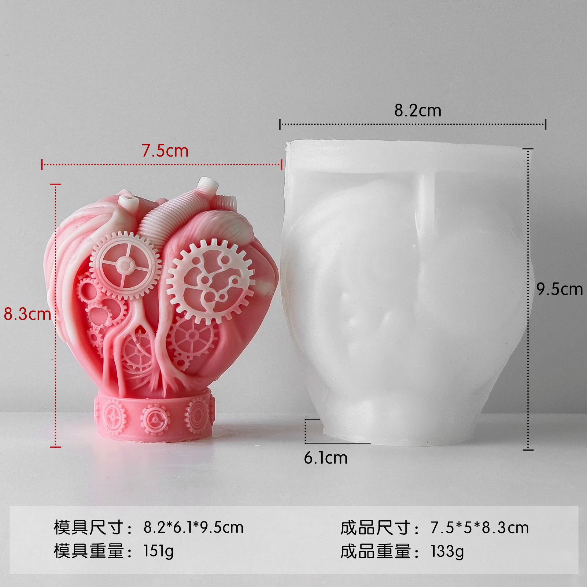 Jiahui Mei corazón molde de cera de banana diy vela hecha a mano cristal adorno goteo