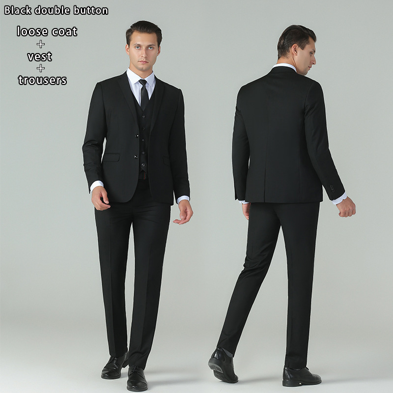 Men's three-piece suit set for cross-border foreign trade, slim-fit, wrinkle-free, suitable for business, commuting, weddings, and professional occasions
