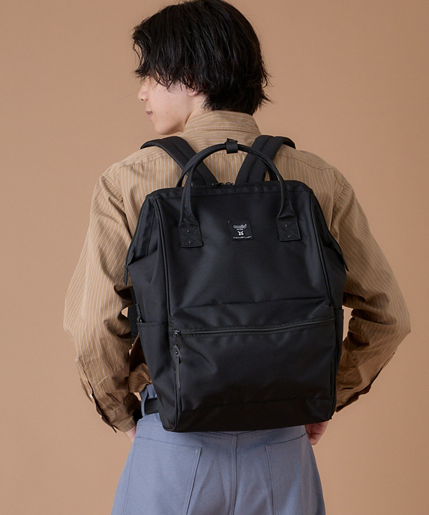 跨境日本乐天双肩包黑金书包潮牌男士旅行口金背包backpack bags