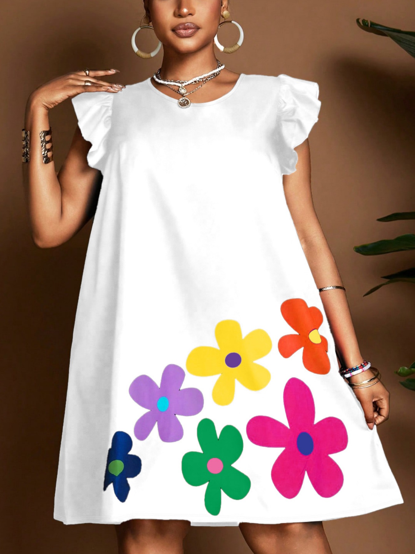 2025 ropa de mujer transfronteriza nuevo verano cuello redondo manga abullonada estampado de flores elegante camisa de mujer chica caliente image 5