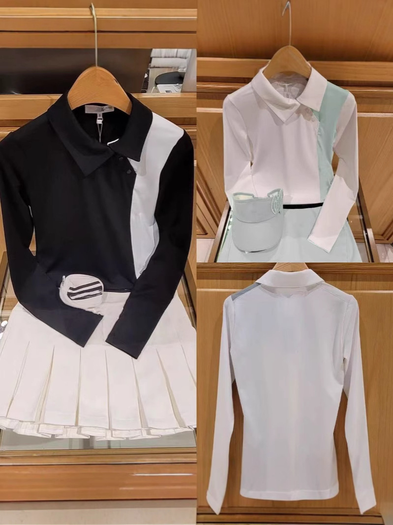 韓国ゴルフアパレルレディースラウンドネック長袖ボトリングシャツアウトドアレジャースポーツオールマッチ速乾ジャージ