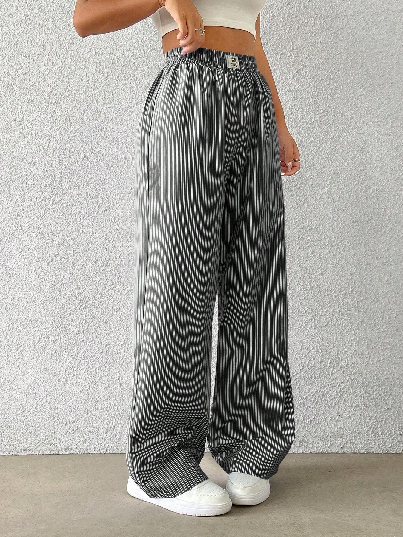 Women's Striped Wide Leg Trousers High Waist Casual Street Fashion Loose Fit American Style 2026 Hot Selling_ecoleips.com