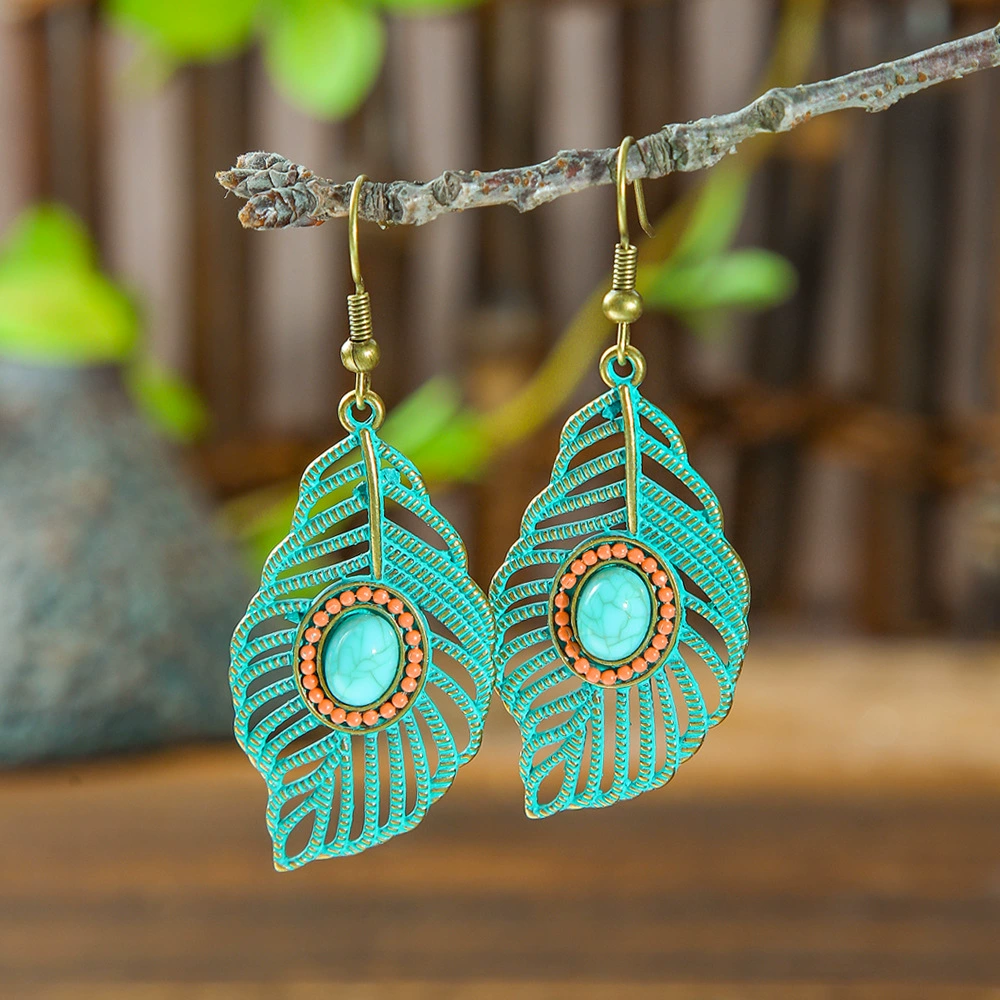 Woven Turquoise Boho Earrings, Handmade Tassel Drop, Lightweight 11.4 cm