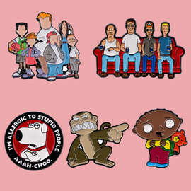 搞怪一家动画胸针徽章服装背包饰品配饰别针跨境外贸热销合金胸章