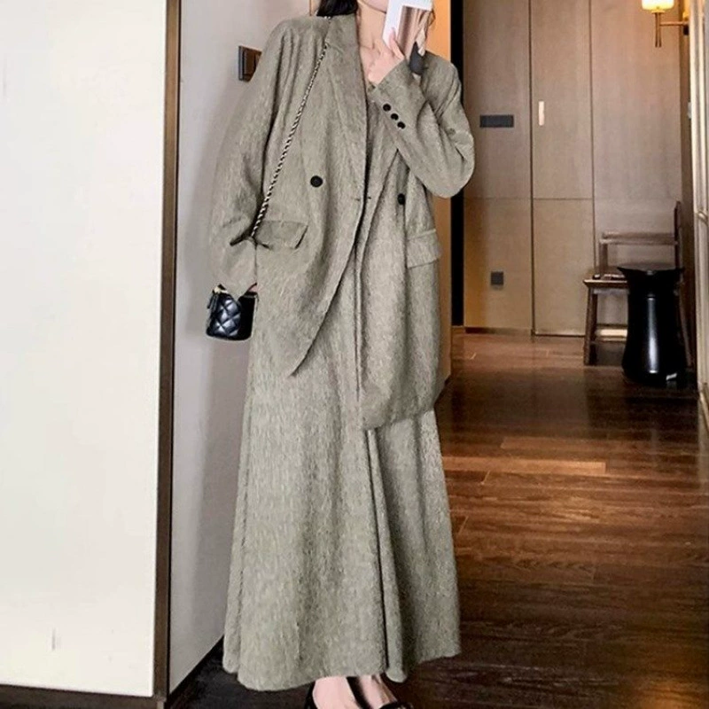 Британский ретро костюм костюм юбка женская осень 2025 новая свободная поп темперамент платье из двух частей