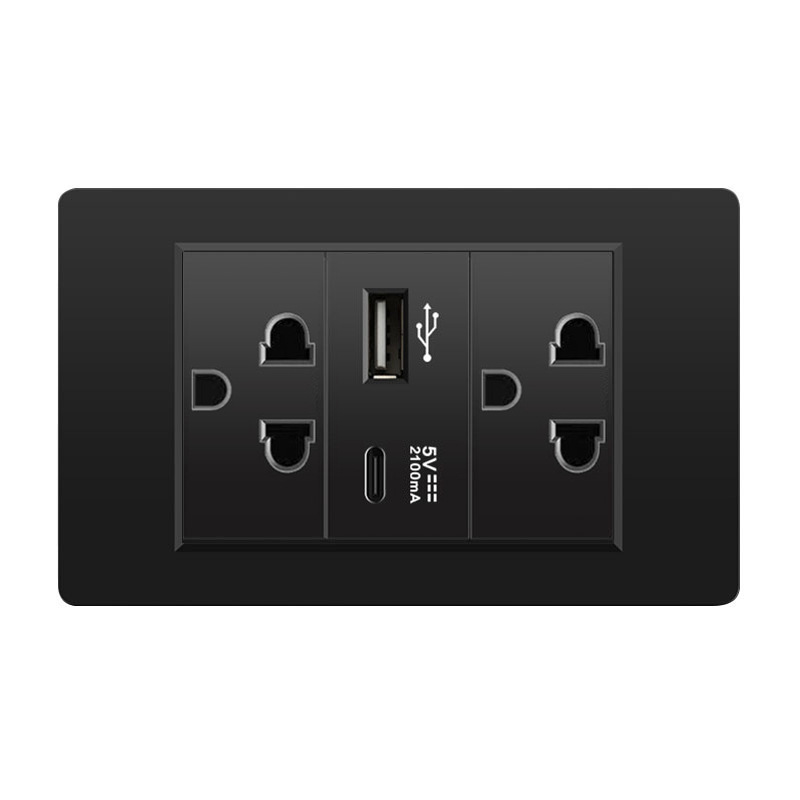 外国貿易スイッチソケット黒 PC パネル壁東南アジアタイ 6 穴台湾ソケット 20Wtype-c|undefined