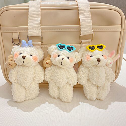 Creative handmade blush bear pendant cute plush doll cartoon jointed bear claw machine doll bag keychain