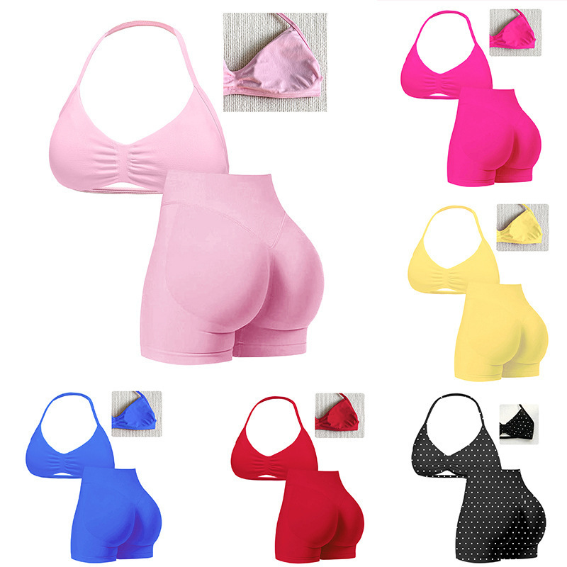 High-quality sports pants, sports fitness bra, yoga wear, full size and color, halter neck tank top bra and shorts set High-quality sports pants, sports fitness bra, yoga wear, full size and color, halter neck tank top bra and shorts set