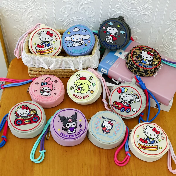 New summer embroidered coin purse, versatile casual everyday waterproof storage bag for keys and earphones