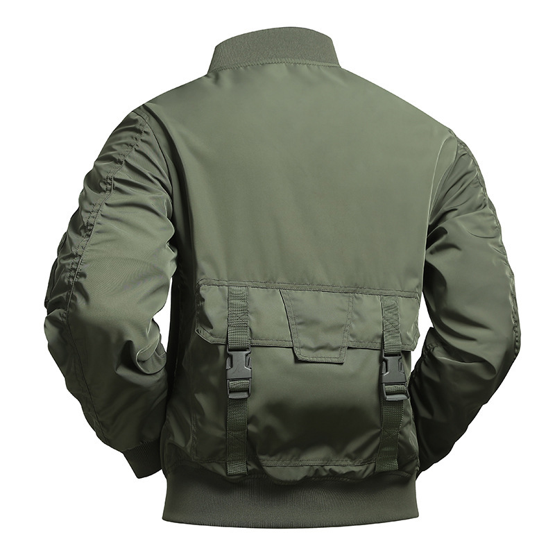 Men's Clothing Retro Baseball Uniform Multi Pocket Work Jacket Functional Jacket Three Proof Assault Top_voghion.com