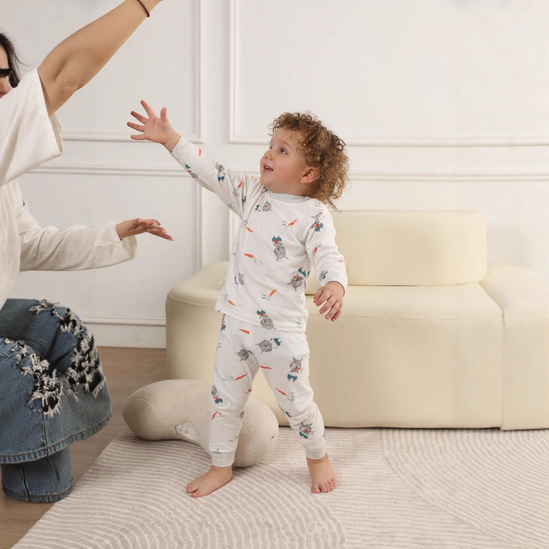 Boys and Girls Pure Cotton Autumn Clothes and Pants Set, Children's Baby Autumn and Winter Pajamas, Loungewear, Kids' Class a Pure Cotton Underwear