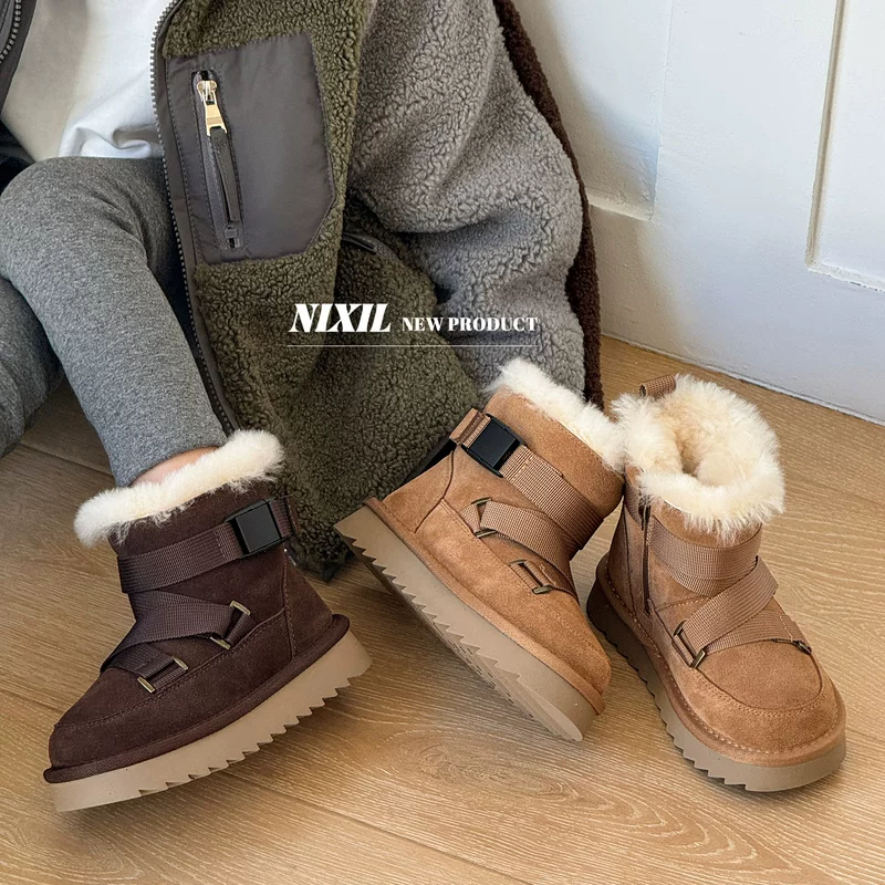 Winter children's matte fashionable keep warm boots for men and women, 2024 years