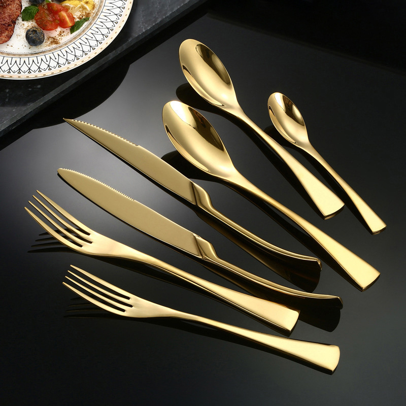 Cross-border kaya stainless steel mirror steak knife and fork spoon suit hotel western tableware knife and fork spoon kaya dessert spoon Cross-border kaya stainless steel mirror steak knife and fork spoon suit hotel western tableware knife and fork spoon kaya dessert spoon