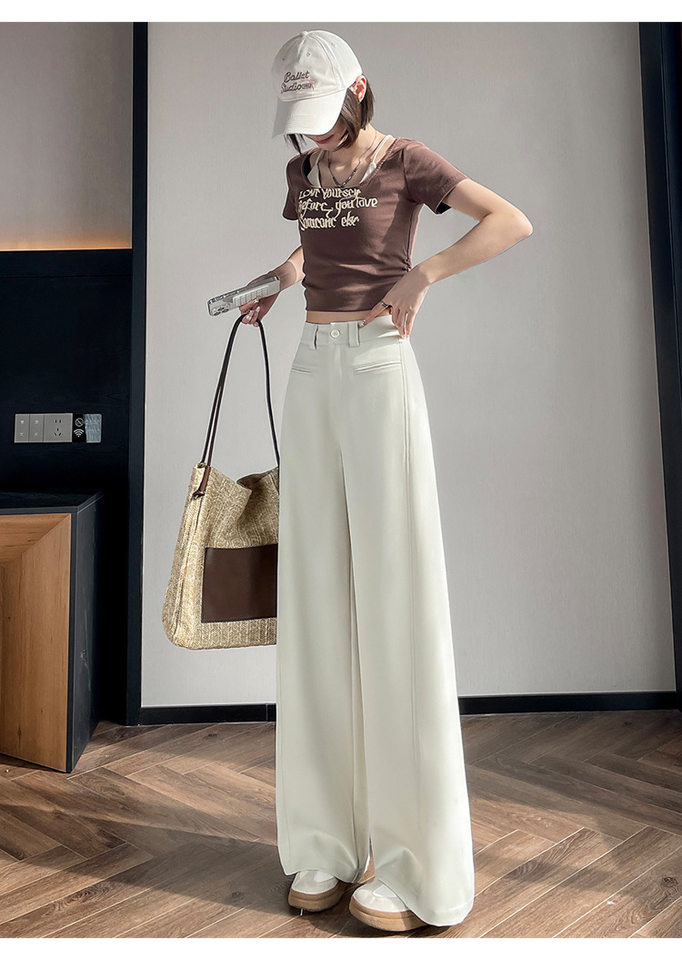 Quần tây nữ ống rộng lưng cao phom suông dài chấm gót — Mơ - Extra Long (Bộ sưu tập mùa xuân, 160cm trở lên), Mẫu Apricot-regular (dành cho mùa xuân và mùa thu, chiều cao dưới 159cm), Xám đậm - Dáng dài (mẫu xuân thu cho người trên 1m60), Xám đậm-đường kính (mẫu xuân thu dưới 159cm) chi tiết 29