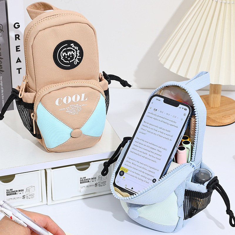 2025 nueva mochila portátil, bolsa de lápices, sombrero, versión coreana de alta calidad, bolsa de papelería creativa de gran capacidad y alto valor