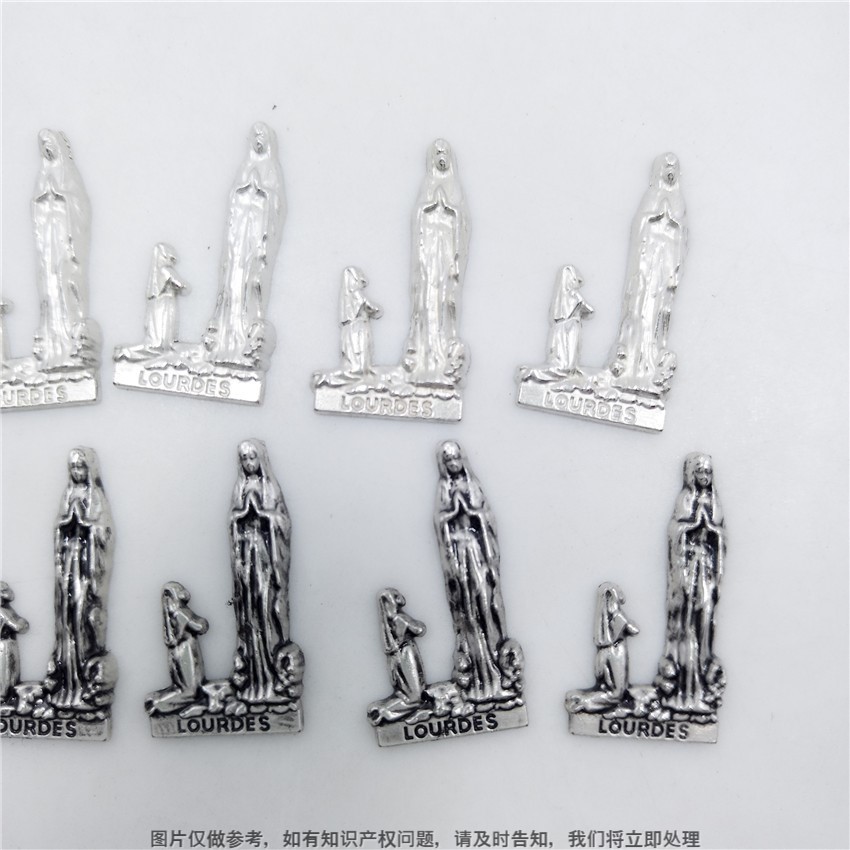 瓶子镶嵌五金标牌 抹油浮雕卢尔德logo标签 圣母玛利亚圣水铭牌